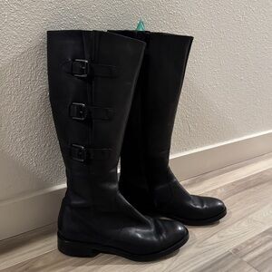 Ecco Black Over the Knee Boots with Buckle Detail